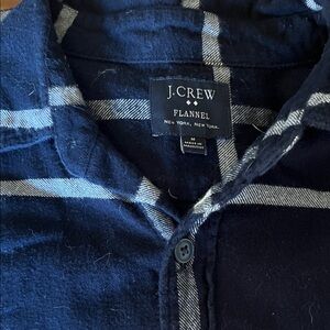 J. Crew Navy and White Plaid Flannel Button-Down Shirt